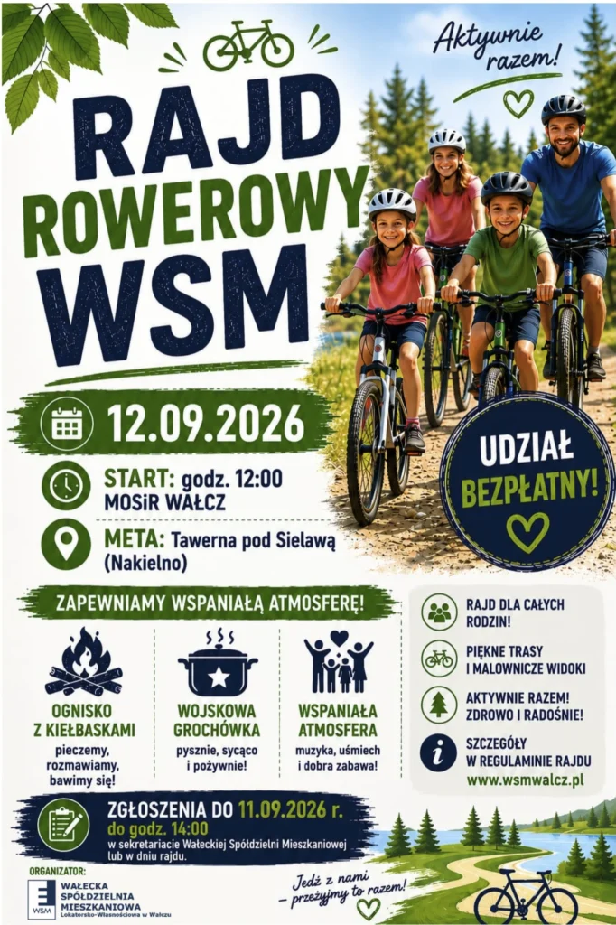 rajd rowerowy WSM w Wałczu plakat